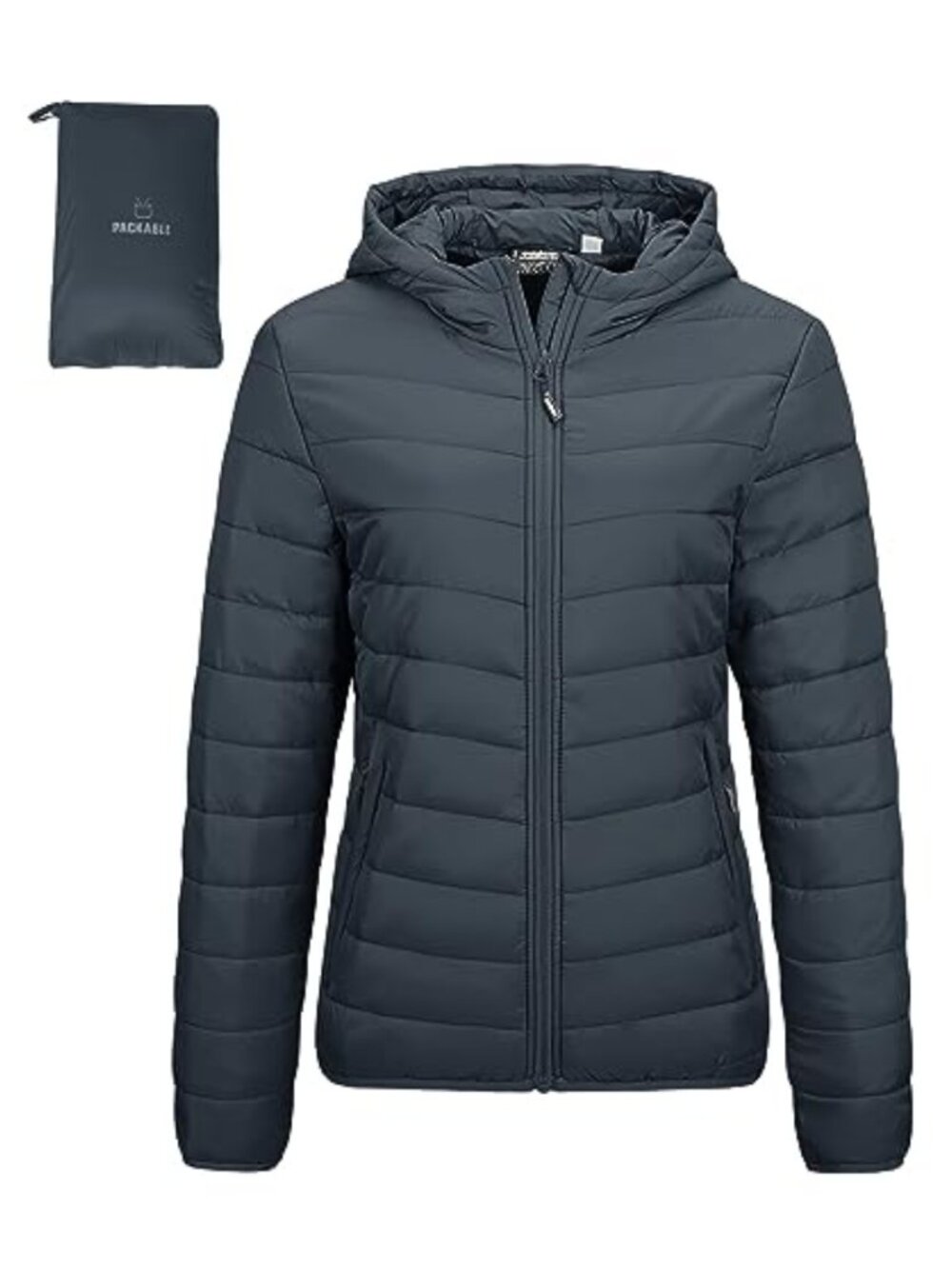 Women's Packable Lightweight Full-Zip Puffer Jacket with Hood Quilted Winter